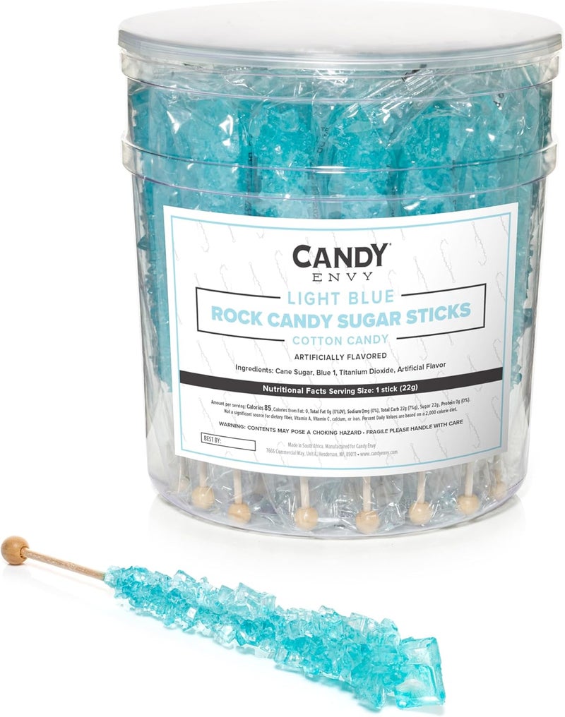Candy Envy Light Blue Rock Crystal Sticks - Cotton Flavored - Image 1
